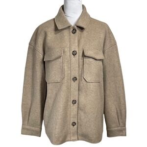 Avec Les Filles Boyfriend Shacket Jacket Wool Look Structured Size M Neutral